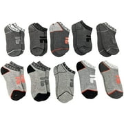 Fila Kids Boys 10-Pack Half Cushion No Show Socks Logo Welt - Light Gray Heather, Boys Small Shoe Sizes 7-10