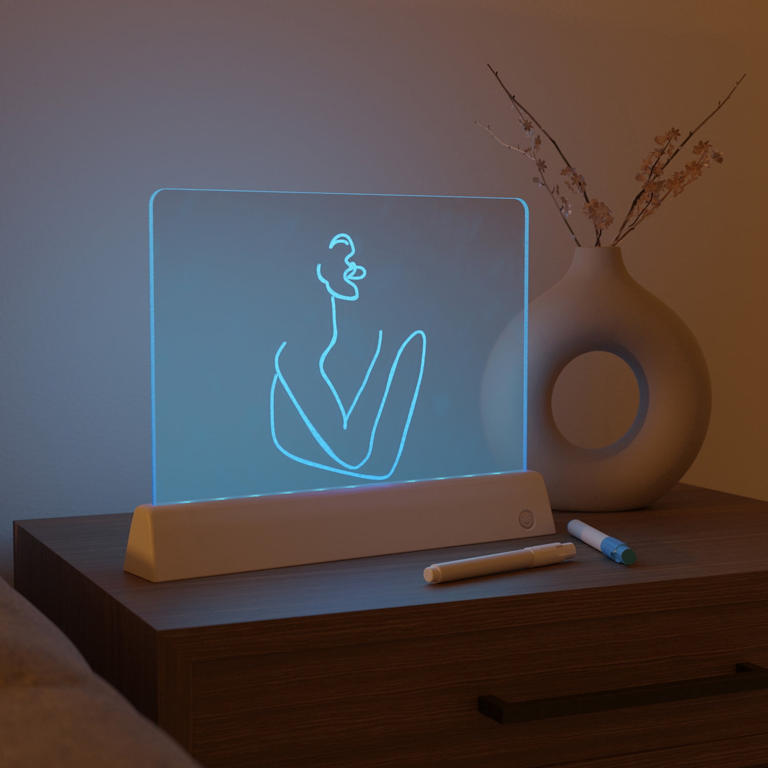 Globe Electric LED Rechargeable Color Changing Glow Light Board with Included USB-C Cable, Markers, Wipes and Stencils