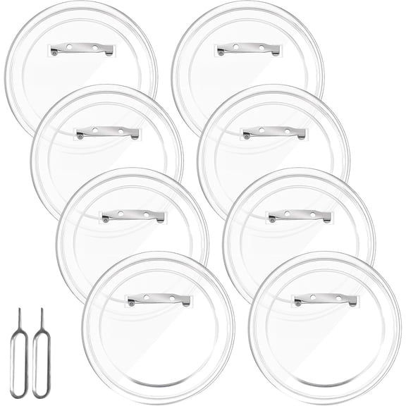 Clear Acrylic Button Pins Round DIY Photo Badge 3 inch Blank Pin 8 Pack