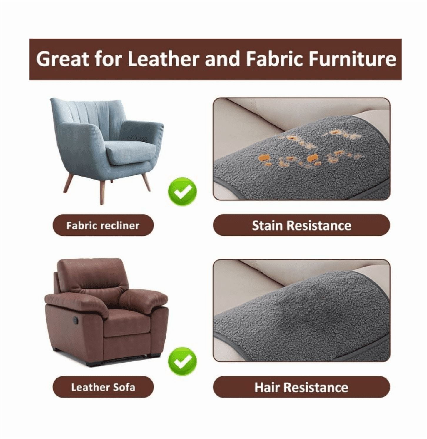 Garayma 3 Pcs Recliner Covers Armrest Covers with Storage Pockets Headrest Cover Armchair Slipcovers Sofa Recliner Protector Coffee