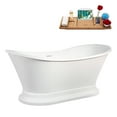 thumbnail image 3 of 60" Streamline B-496-226-PBR Soaking Glossy White Freestanding Tub and Tray With Internal Drain in Polished Brass, 3 of 14