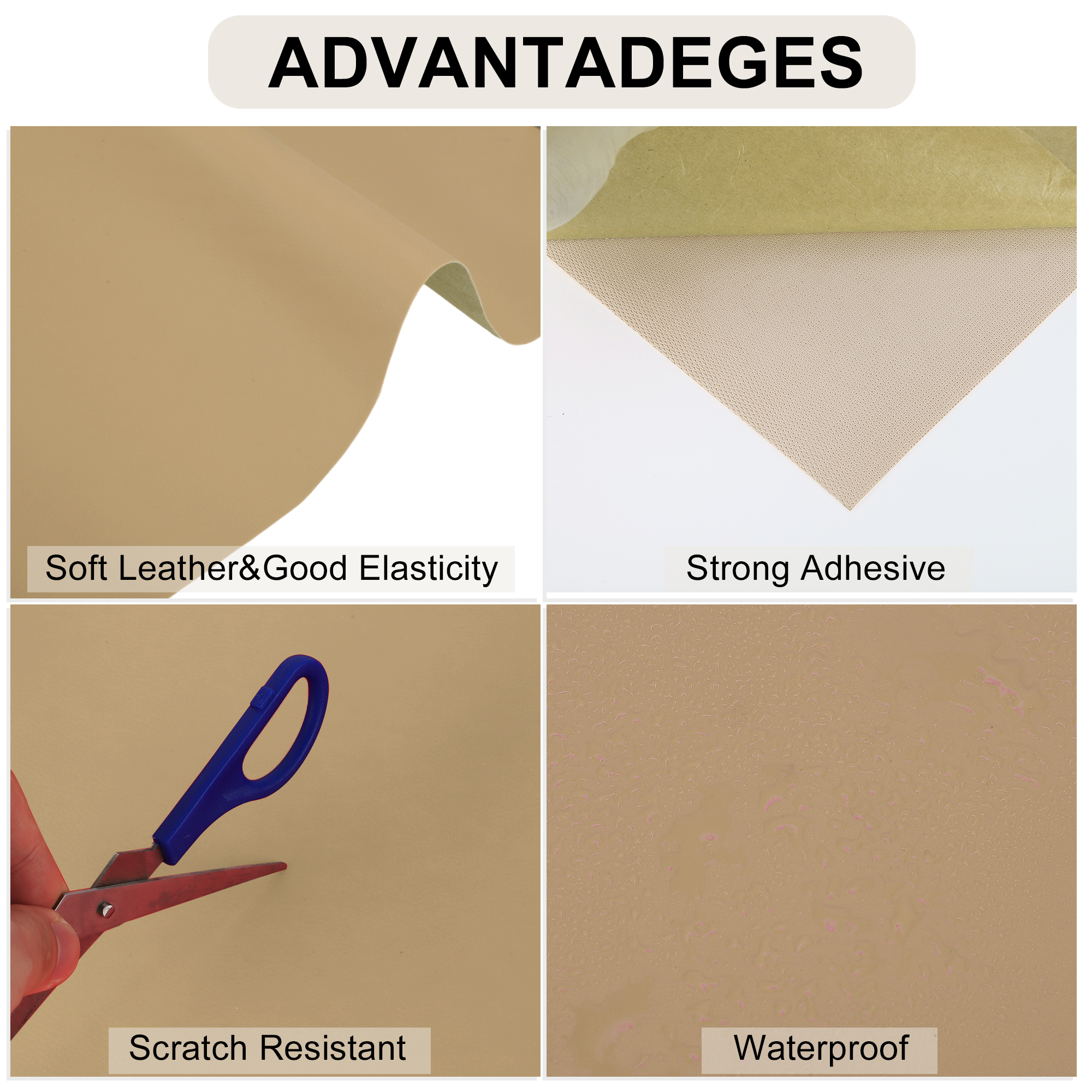 Unique Bargains Leather Repair Patch Tape, Self Adhesive Leather Repair for Furniture Couch Sofa Car Seats Office Chair Beige 118.11"x15.75"