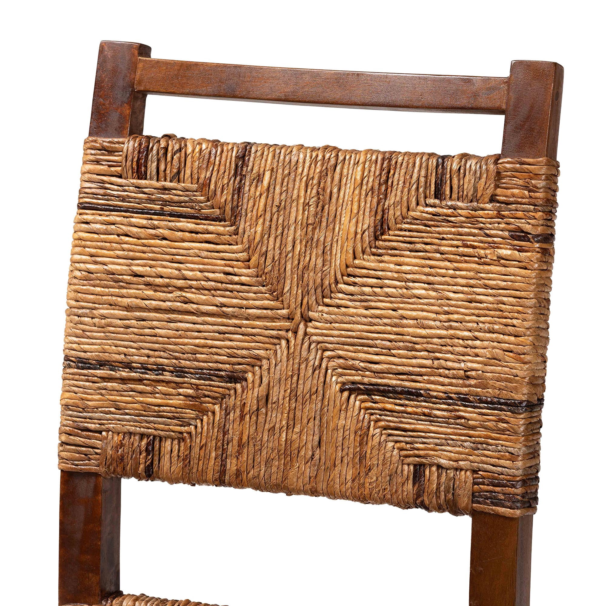 bali & pari Cordoba Natural Seagrass and Mahogany Wood 2-Piece Dining Chair