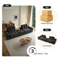 thumbnail image 6 of 109.5" Modular Sectional Sofa with Ottoman — Convertible Sleeper Sofa, Compressed No-Frame Loveseat for Small Spaces & Apartments, No Assembly Required(Corduroy, Black), 6 of 7