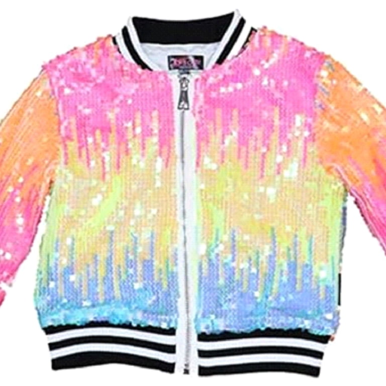 y*e様 希少 60s souvenir jacket rainbow JoJo Siwa Big Girl's Pastel Rainbow Sequin Jacket Medium (7/8