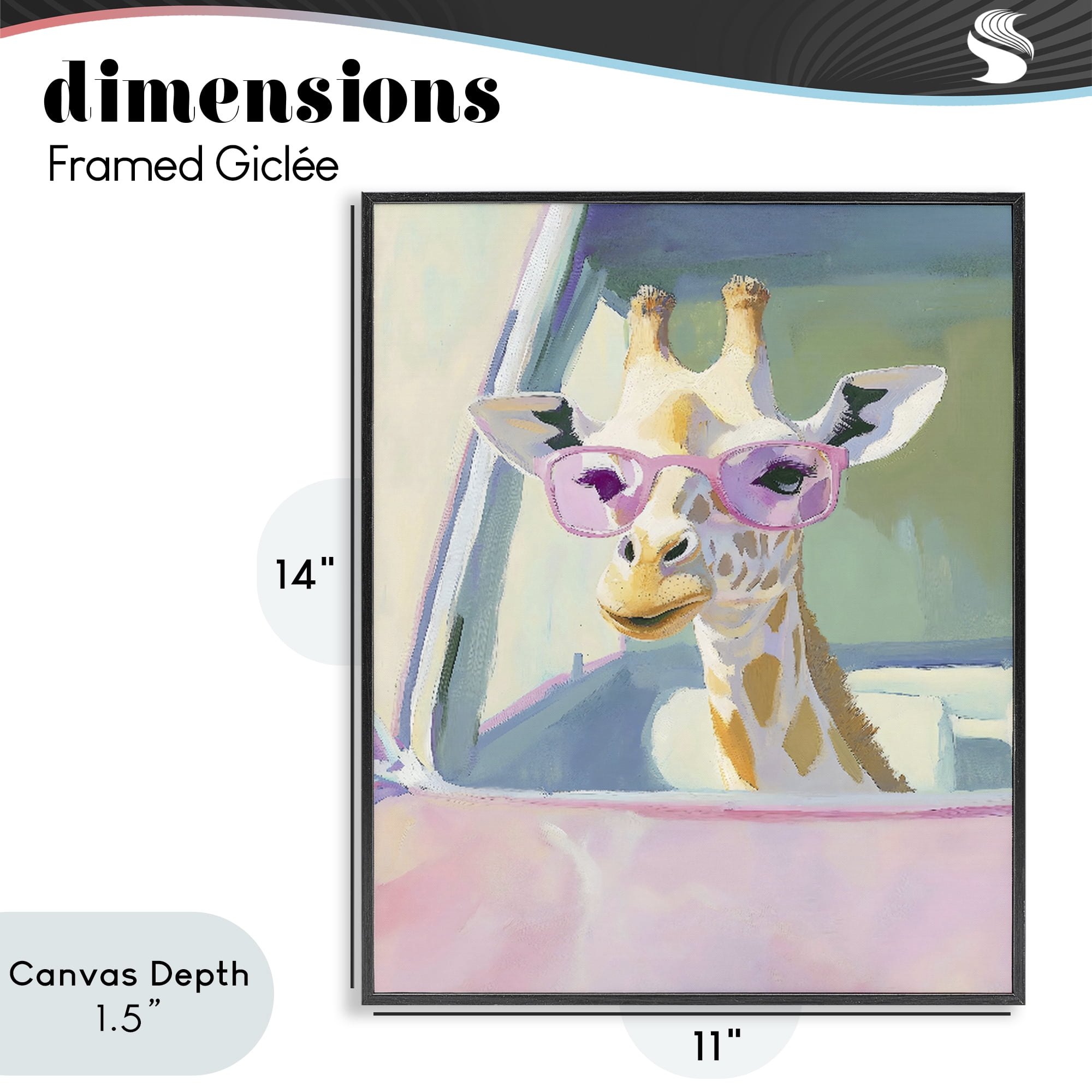 Stupell Industries Giraffe Car Ride Black Framed Giclee Art, design by The Prints Vibe