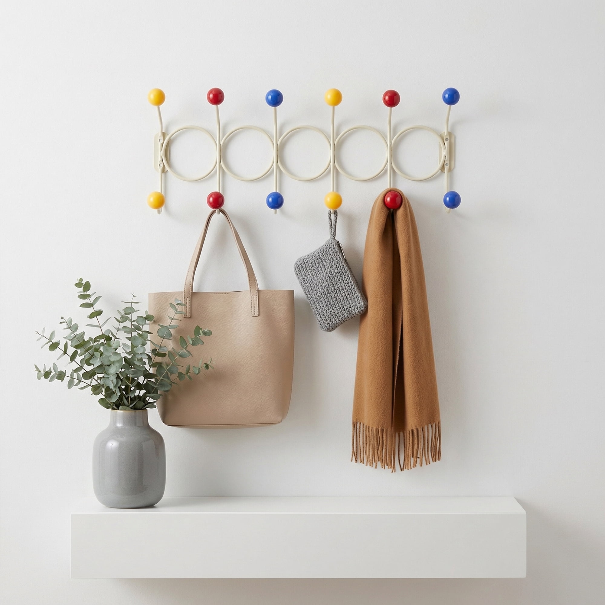 Unique Bargains Coat Rack Wall Mount with 12 Hooks for Entryway Colorful 43.5"x16.5"