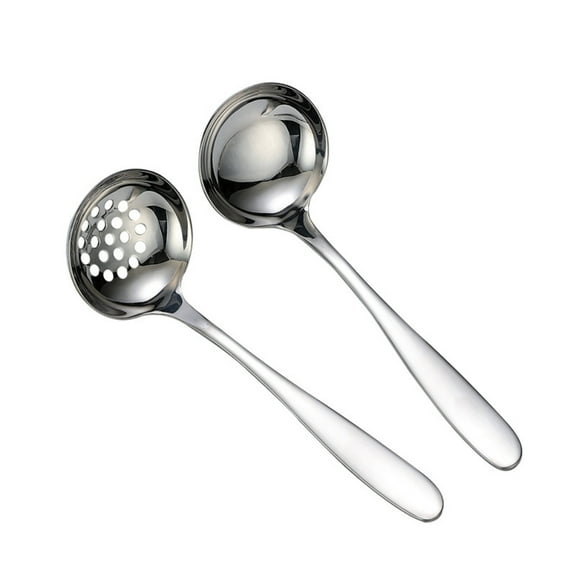 Dosaele Ladle Steel 2 Pieces Hot Pot set Kitchen Stainless Steel Gravy Soup Ladle Slotted Spoon Sauce Ladles Spoon Slotted Colander for Hot pot,Silver