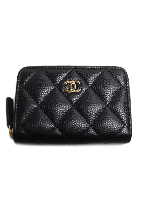 Pre-Owned CHANEL Classic Zip Coin Purse, Black, Caviar, AP0216, Women's