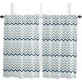thumbnail image 2 of Navy Blue Ombre Striped Kitchen Curtains 63 Inches Long, Abstract Blue Wave Stripes Rod Pocket Window Curtains Panels for Bedroom/Bathroom/Nursery, Light Filtering Treatment Curtains Drapes 52"x63", 2 of 5