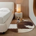 thumbnail image 2 of Cow Cowhide 8FT Round Area Rugs for Living Room 111 Abstract Brown Seam Leather Ultra-Thin Non-Slip Round Rugs Machine Washable Low Pile Circle Carpet for Bedroom Kitchen Nursery, 2 of 9