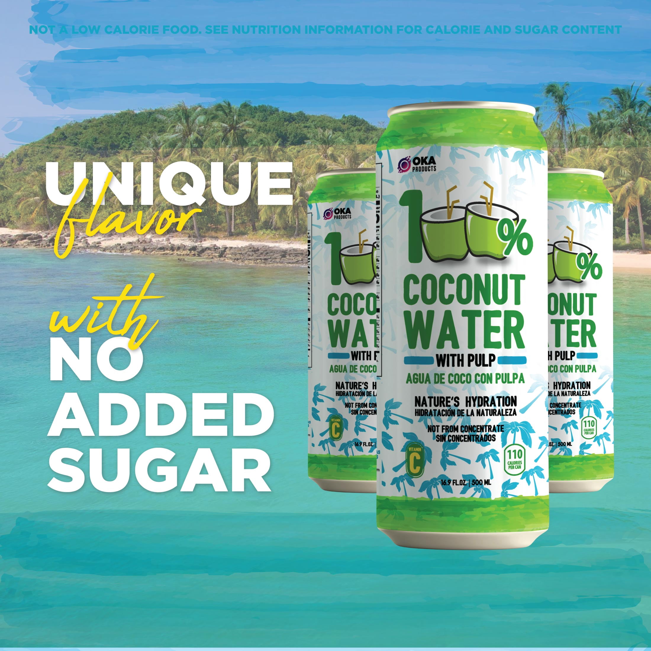 100% Coconut Water with Pulp, Pure, No Added Sugar, 16.9 fl oz can
