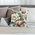 thumbnail image 5 of Vintage Flower Throw Pillow Covers Peony Rose Home Decorative Pillow Covers Retro Cotton Linen Square Decorative Cushion Covers 18*18inch, 5 of 5