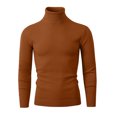 thumbnail image 4 of TFEOQRY Men's Pullover Turtleneck Sweater Knitted Casual Base Sweater Fall Winter Warm Solid Tops Brown, 4 of 9