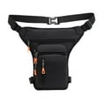 thumbnail image 3 of QccHieUs Mens Waist Bag Crossbody Bag Motorcycle Drop Leg Bag Fanny Pack Adjustable Strap Side Zipper Black, 3 of 7