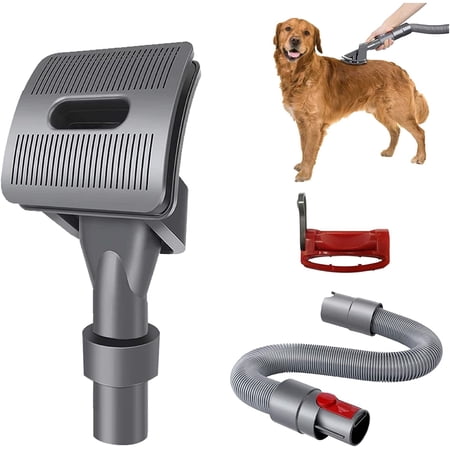 Groom Tool Attachments Brush&Extension Vacuum Hose Compatible with Dy*son V8 V7 V10 V11 V12 V15 Vacuum Cleaner with Quick Release Converter Adapter Dog Pet Groom Tool