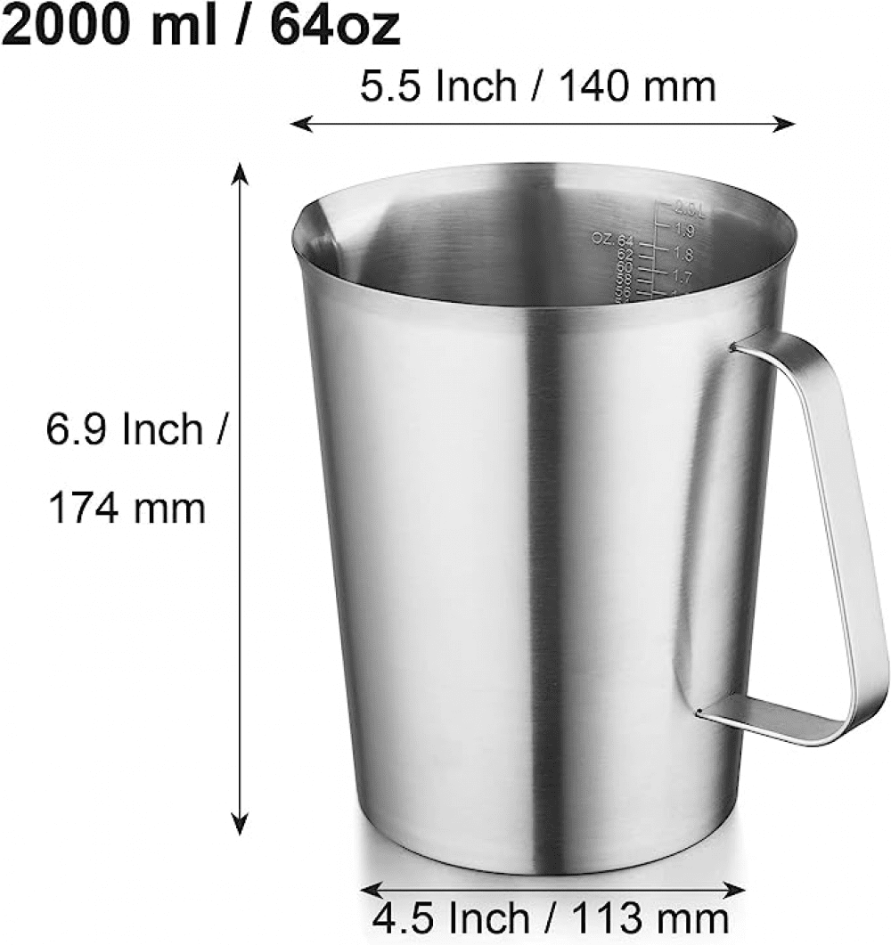 2-liter 2000ml Stainless Steel Measuring Cup/pouring Pitcher