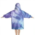 thumbnail image 2 of Purple Blue Tie Dye Pattern Blanket Hoodies for Kids 6-13YR Oversize Wearable Blanket Hoodies for Boys Girls Teens, 2 of 7