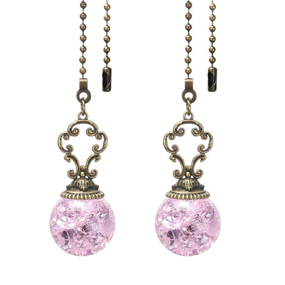 Uxcell Ceiling Fan Pull Chain, 2 Pack 12" Decorative Ball Pendant Chain Extender Charm Extension, Pink
