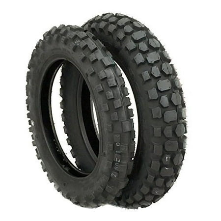TIRE SET: Front 2.50-10 and Rear 3.00-10 Knobby Tread for Trail Off Road Dirt Bike Motocross Mini 10