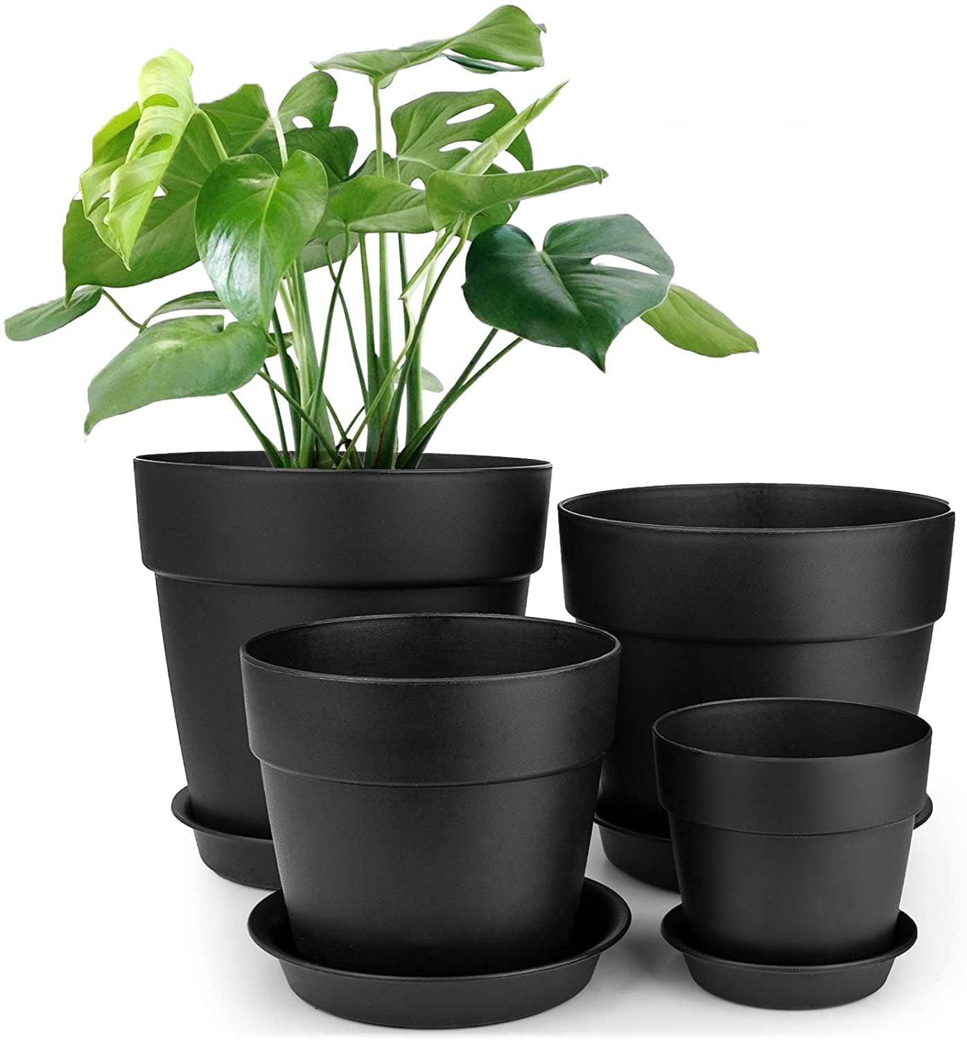 3pcs Round  Flower Pot Plant Planter Home Garden Plastic Pots Outdoor Indoor 