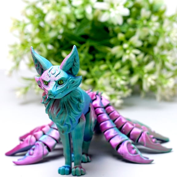 3D Printed fox,Flexible Joint Animal lacertid Figurines,Realistic Eyes, Home Office Decor,Fidget Toy for Adults Teens Boy Festival Gifts
