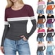 thumbnail image 1 of RKSTN Women's Ribbed Knitted T Shirts Oversized Crewneck Striped Print Slim Long Sleeve Pullover Shirt Top Womens Casual Plus Size Round Neck Printed Stretch Loose Comfy Tee Fall Spring Clothes, 1 of 8
