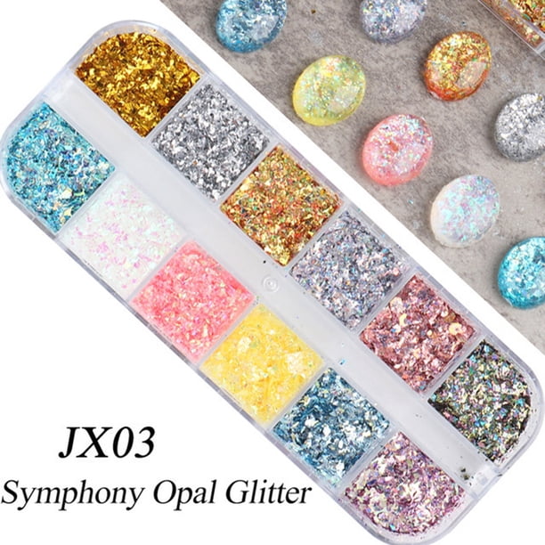 Brillo de escamas de lámina para uñas, 12 rejillas holográficas para uñas, escamas holográficas para decoración de uñas, confeti de lentejuelas para uñas, artesanía excepcional