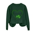 thumbnail image 3 of Felirenzacia Women’s St. Patrick Sweatshirt Lucky Clover Graphic Casual Pullover Top for Holiday Wear, Army Green,L, 3 of 7