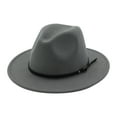 thumbnail image 2 of Women's Wide Fedora Hat, Decorative Buckle Strap Jazz Cap, Lightweight Breathable Fabric with Adjustable Drawstring Fall Winter Sun Hat Gray One Size, 2 of 2