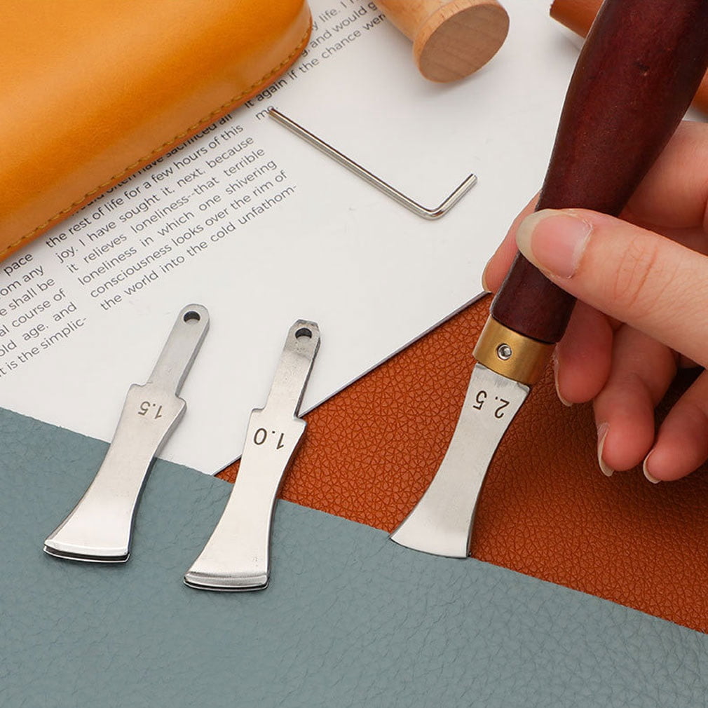 DIY Leather Tools Set - Shallow Groove Press, Wire Breaker, Scriber & Edge Holder (1.0/1.5/2.0/2.5 mm) for Leather Crafting