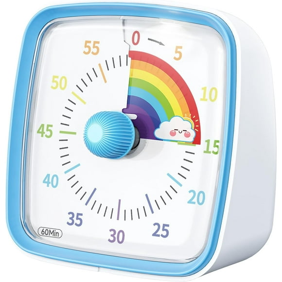 60 Minute Visual Timer for Kids, Visual Countdown Timer Clock Kids Timer, Pomodoro Timer with 'Rainbow' Pattern Design