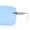 Silver - Blue, variant on Luxury Rimless Rectangle Metal Pyramid Stud Jewel Arm Metal Rim Sunglasses All Black