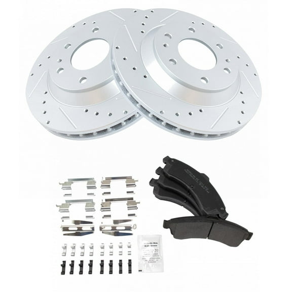 TRQ Front Performance Drilled & Slotted Brake Rotor & Posi Metallic Pad Set
