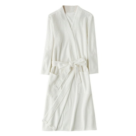 

IWRUHZY Unisex Breathable Solid Color Bathrobe Splicing Home Clothes Robe Coat