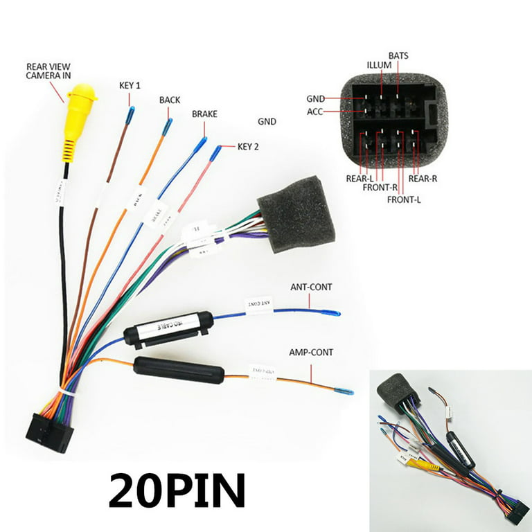 Universal 20PIN Car Stereo 1DIN 2DIN Android Radio ISO Power Cable Harness  Plug 