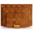 thumbnail image 2 of MegaChef 3 Piece Bamboo Checkered Pattern Cutting Board Set with Storage Holder, 2 of 9