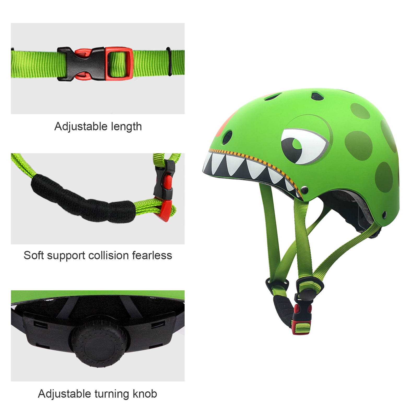 Wdmiya Kids Bike Helmet Toddler Helmet, Multi-Sport Protective Gear Set for 2-8 Years Boys Girls Child, Cycling Helmet with Knee Pads Elbow Pads Wrist Guards, Green Dinosaur