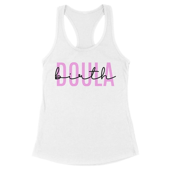 Birth Doula Tank Top Fitted Racerback Women's Small White
