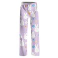 thumbnail image 6 of KHONTS Easter Egg Pajamas Pants for Women Cute Bunny Printed Elastic Waist Sleeppants Lightweight Homewear Stretchy Trousers 03-Light Purple XL, 6 of 7