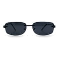thumbnail image 3 of Rimless Rounded Rectangle Hustler Fashion Metal Frame Sunglasses All Black, 3 of 7