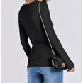 thumbnail image 4 of GSUNSOX Women's Ribbed T-Shirt, Casual, Long Sleeve, Slim Fit, Black, Size S, 4 of 7