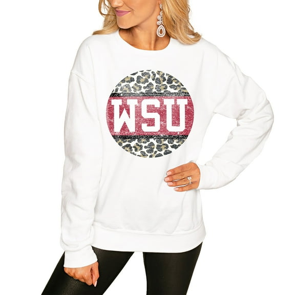 Women's White Washington State Cougars Scoop & Score Pullover Sweatshirt