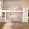 thumbnail image 2 of Bunk Bed Twin Over Twin with 6 Large Fabric Drawers,4 Wooden Storage Bookshelf, Metal Bunk Bed Low Loft Bed with LED Lights,Safety Ladder,Guardrail, Space Saving,White, 2 of 9