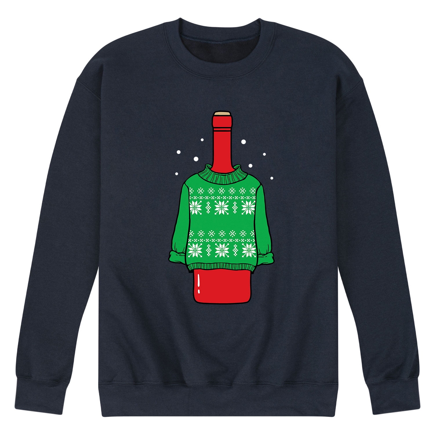 Instant Message Ugly Sweater Wine Bottle Men's Crew Neck Fleece