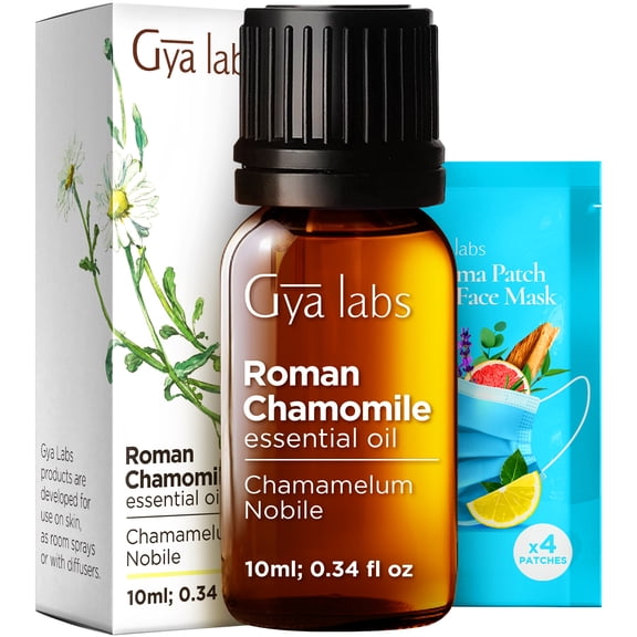 Gya Labs Roman Chamomile Essential Oil for Diffuser, Face & Skin, Roman Chamomile Oils for Aromatherapy - 0.34 fl oz