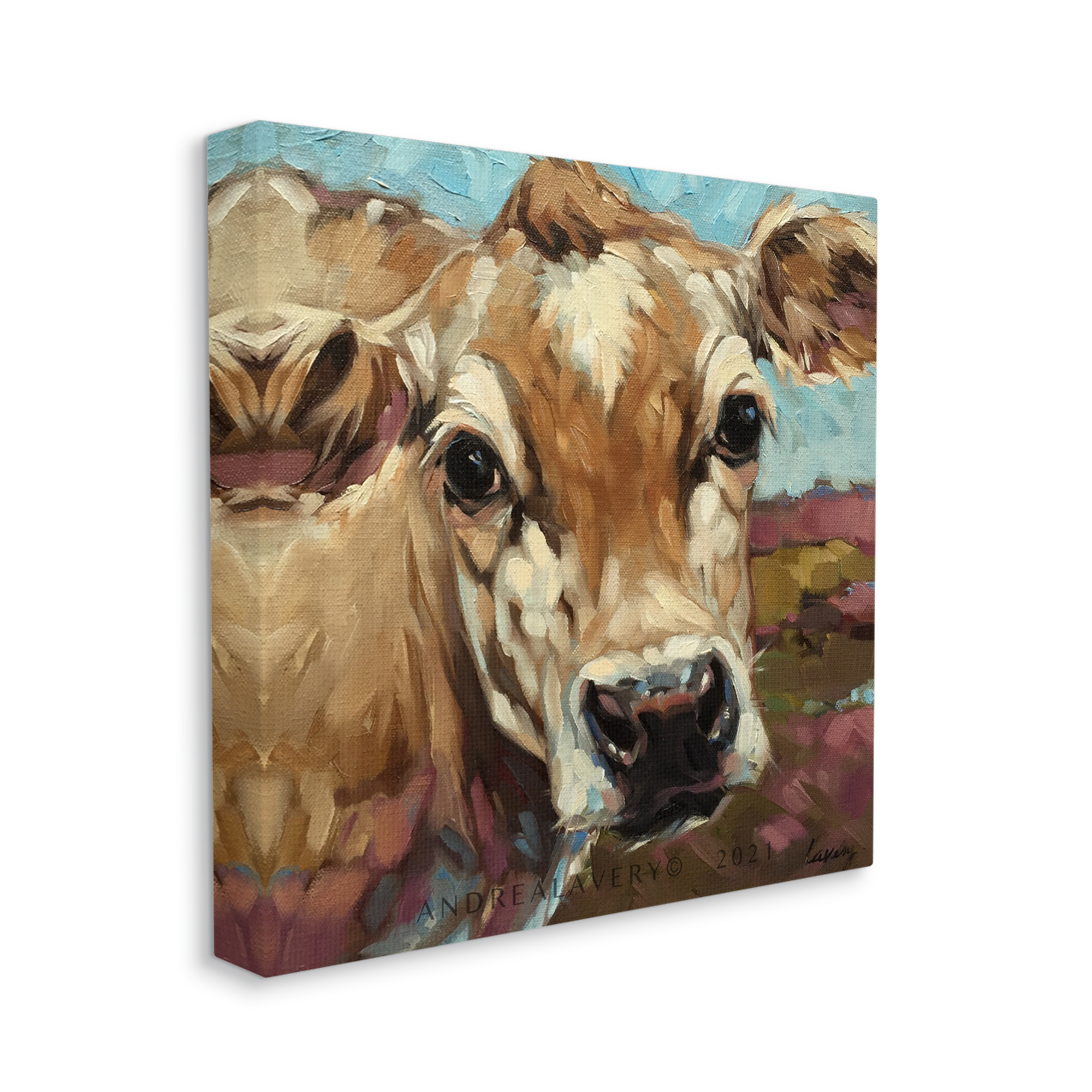 Stupell Rural Cow Painting Country Farm Animals & Insects Painting Gallery Wrapped Canvas Print Wall Art