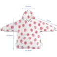 thumbnail image 7 of Red Strawberry Plants Fruit Pink Pattern Blanket Hoodies for Kids 6-13YR Oversize Wearable Blanket Hoodies for Boys Girls Teens, 7 of 7