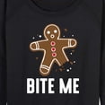 thumbnail image 3 of Instant Message - Bite Me Gingerbread Man Christmas - Women's Lightweight French Terry Pullover Long Sleeve Shirt, 3 of 6