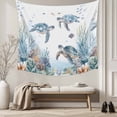 thumbnail image 5 of Sea Turtle Coastal Large Tapestry for Bedroom Wall Hanging Tapestry,Summer Beach Coral Ocean Blue Nautical Ceiling Backdrop Tapestries Poster Blanket Wall Decor for Teens Room Living Room 100" x 59", 5 of 8